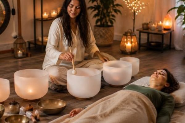 What happens during a private sound bath